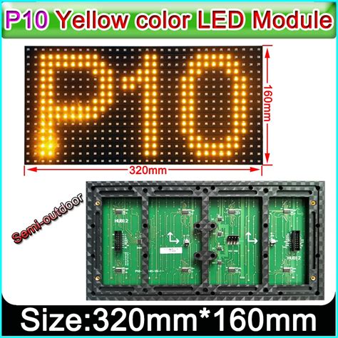 320 x 160mm Semi outdoor yellow color P10 LED display panel,Single ...