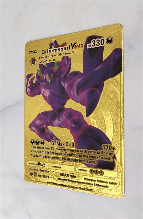 Pokemon Grimmsnarl VMAX Gold Foil Card HP 330 Gigantamax 115/189 Values ...