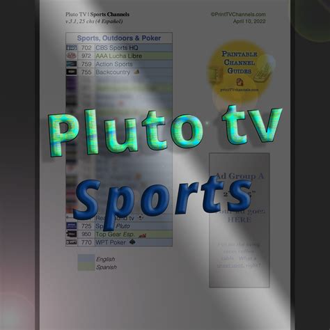 Pluto TV Guide | Sports Channels 2022 | Printable TV Channel Guides