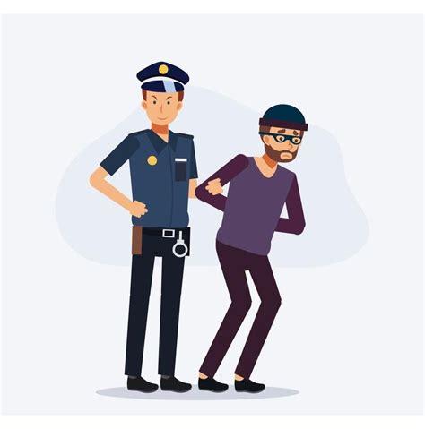 Download Policeman,security guard, caught the thief.Policeman holding robber hand.Flat vector 2d ...