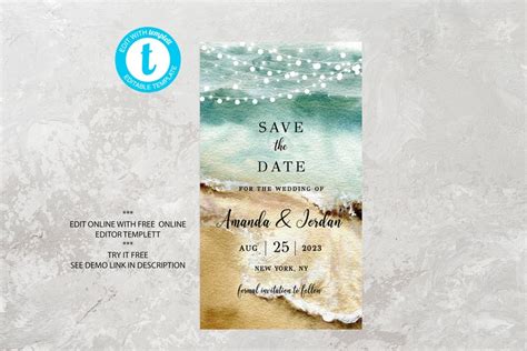 Beach Save the Date Template Digital Save the Date Save the | Etsy