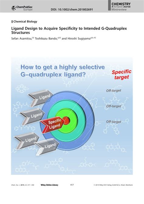 (PDF) Ligand Design to Acquire Specificity to Intended G-Quadruplex Structures