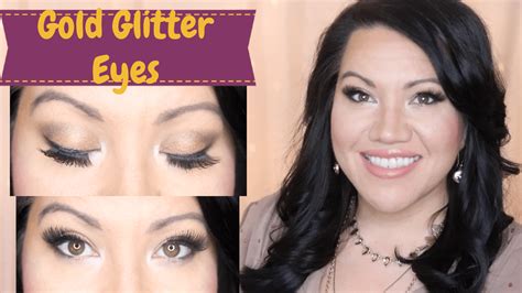 Gold glitter eye makeup look using only drugstore cosmetics - Angela Cruz