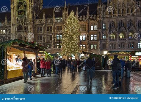 Christmas Market on Marienplatz in Munich in Dusk, Germany Editorial ...