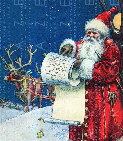 Vintage SANTA Claus Checking His List. FAB CHRISTMAS | Etsy in 2021 | Santa paintings ...