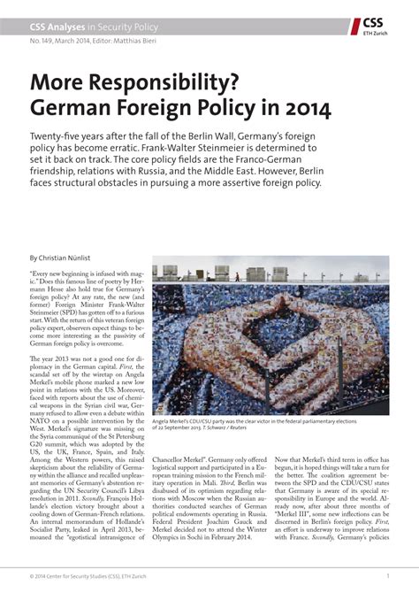 (PDF) More Responsibility? German Foreign Policy in 2014