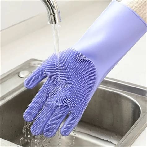 A Pair Magic Silicone Dish Washing Gloves Kitchen Accessories ...