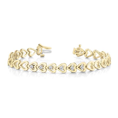 Heart Linked Diamond Bracelet In 18K Yellow Gold | Fascinating Diamonds