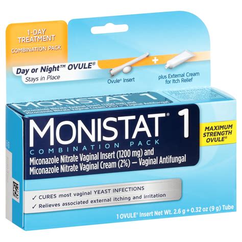 MONISTAT 1-Dose Yeast Infection Treatment, Ovule Insert External Itch Cream ...