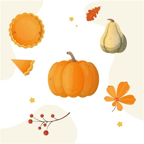 Thanksgiving vector illustration set, pumpkin, pie and leaves 26107861 Vector Art at Vecteezy