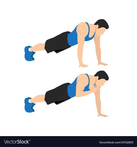 Man doing plank shoulder taps exercise Royalty Free Vector