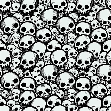 illustration Vector graphic black and white skull skeleton painting seamless tile perfect for ...