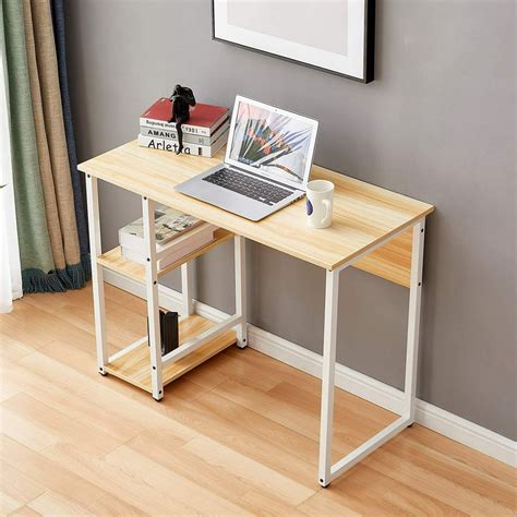 Computer Desk 39.4" Small Spaces Writing Desk with Storage Shelves for ...