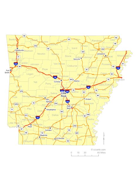 Arkansas Roads - Arkansas Interstates and Highways Map - CCCarto.com