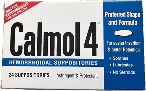 Calmol 4 Hemorrhoidal Suppositories 24 Each (Pack of 5) - Walmart.com