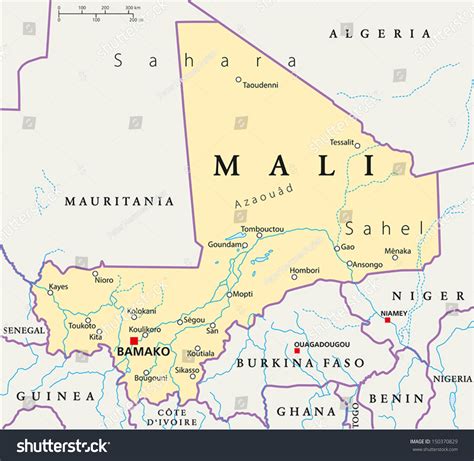 Mali Political Map Political Map Mali Stock Vector 150370829 - Shutterstock