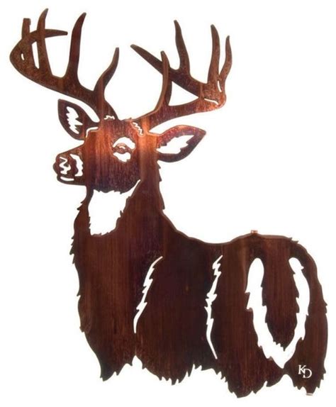 His Majesty Rustic Deer 24-inch Metal Wall Art - Rustic - Artwork - by ...