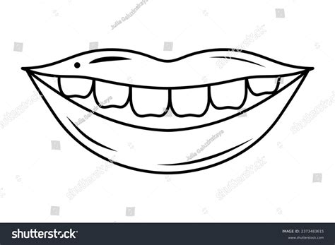 Human Mouth Straight Teeth Smile Linear Stock Vector (Royalty Free ...