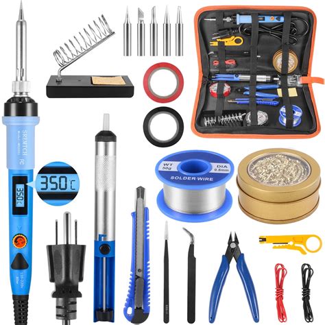 SREMTCH 80W Electronics Digital Soldering Iron Kit LCD Adjustable Temperature Welding Tool ...