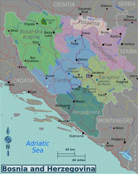 Map of Bosnia and Herzegovina (Map Regions) : Worldofmaps.net - online Maps and Travel Information