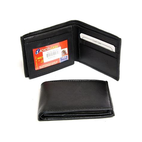 Men's Leather 6 Credit Card 2 ID Window BiFold Black Wallet 4.25 x 3.25 inches - Walmart.com ...