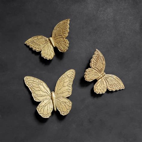 Gold Butterfly Wall Hangings - Vintage Homco - Set of Three Butterflies | Butterfly wall, Wall ...