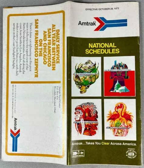 AMTRAK OCTOBER 28 1973 National Schedules timetable railroad train ...