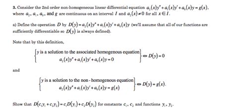 Solved Consider the 2nd order non-homogeneous linear | Chegg.com