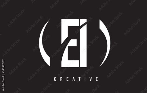 EI E I White Letter Logo Design with Black Background. Stock Vector | Adobe Stock