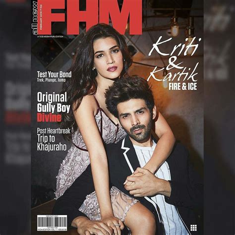 kriti sanon and Kartik Aaryan set the FHM cover on fire photoshoot Images