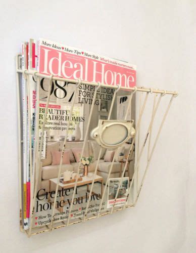 Wire Magazine Newspaper Basket Wall Mounted Post Storage Rack Vintage ...