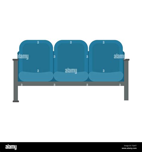 Waiting chair blue vector icon business room furniture airport flat interior. Cartoon office ...