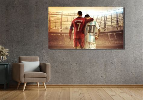 Lionel Messi and Cristiano Ronaldo Hugging Canvas Wall Art Design ...