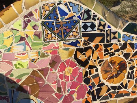 Another of Gaudi's mosaics, this section of the Monumental Zone at Park Guell mixes many ...