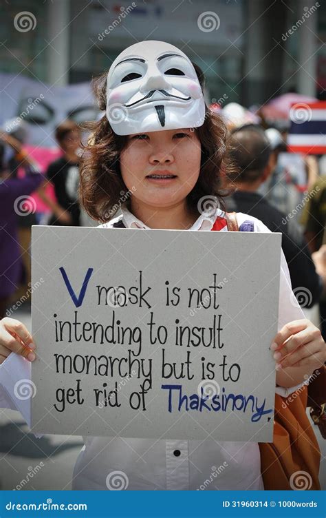 Anti-Government White Mask Protest In Bangkok Editorial Stock Image - Image of civil, girls ...