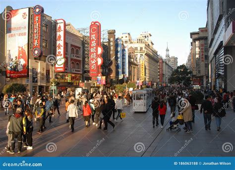 Nanjing Road Shopping Street in Shanghai, China. Editorial Stock Photo - Image of nanjing ...