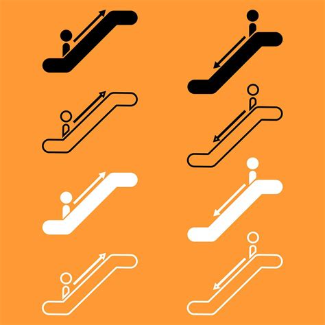 Escalator black and white set icon . 5868630 Vector Art at Vecteezy