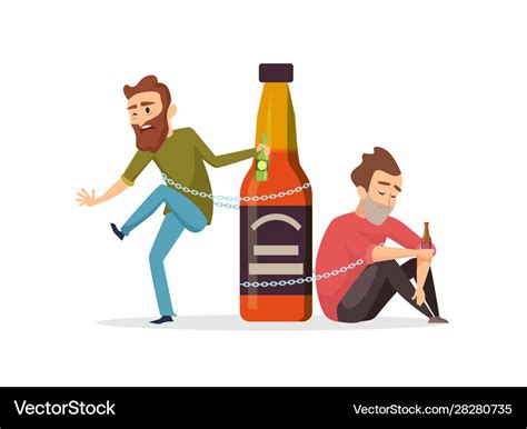 Alcohol addict drunk men abuse Royalty Free Vector Image