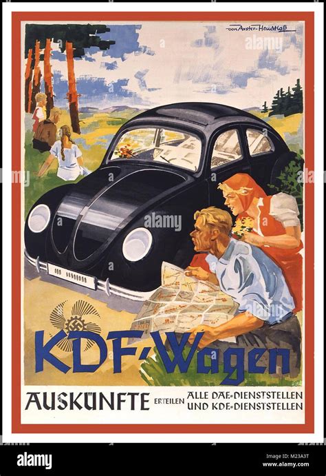 VINTAGE 1930’s POSTER KDF WAGEN (strength through joy) VOLKSWAGEN Stock Photo: 173406796 - Alamy