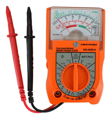 Mastercraft Certified Analog Multimeter with 6 Functions and 16 Ranges, Orange | Canadian Tire