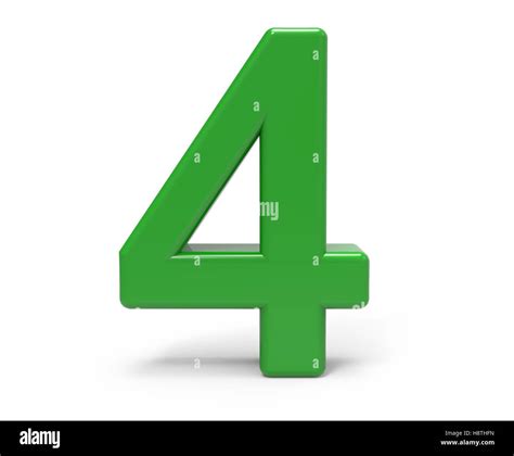 3d rendering green number 4 isolated white background Stock Photo - Alamy