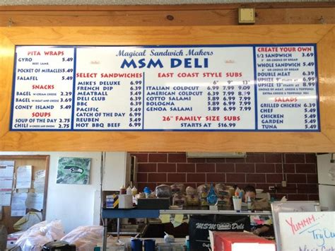 Menu at MSM Deli restaurant, Tacoma