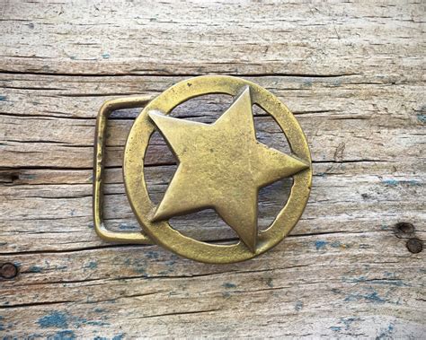 Vintage Solid Brass Belt Buckle for Men or Women Lone Star, Boyfriend Gift, Unisex Hippie Belt