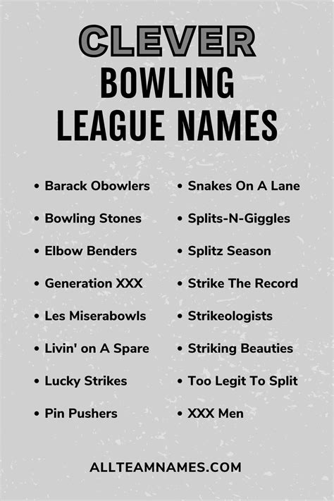 Clever Bowling League Names | Bowling team names, Bowling team, Best team names