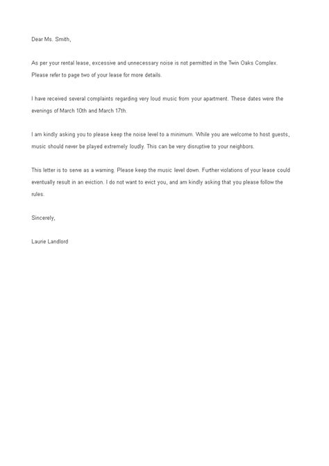 Sample Noise Complaint Letter From Landlord - How to write a Noise Complaint Letter from ...