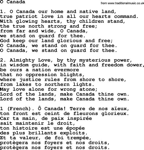 Presbyterian Hymn: O Canada - lyrics, and PDF