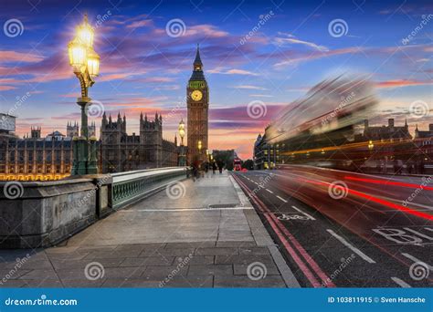 The Westminster Bridge in London after Sunset Stock Image - Image of ...