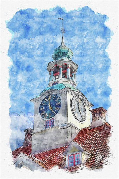 Clock Tower #watercolor #sketch #clock tower #clock Digital Art by ...