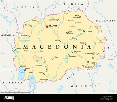 Macedonia political map with capital Skopje, national borders Stock Photo: 87775552 - Alamy