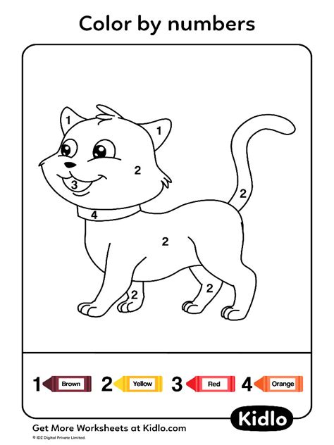 Color By Numbers - Animals Worksheet #07 - Kidlo.com